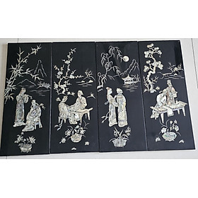 Mua Tranh sơn mài 4 tấm CẦM KÌ THI HỌA  sơn mài xưa  cẩn ốc chìm đẹp 50x80 cm