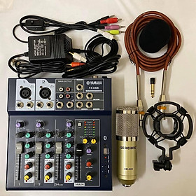 Mua BỘ combo míc THU ÂM hát karaoke online BM900 BÀN TRỘN ÂM THANH MIXER YAMAHA F4 USB