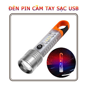 Đèn Pin Sạc Cầm Tay X202 Siêu Sáng Đa Năng Có Zoom, Led Bên Hông Và Móc Treo Tiện Lợi