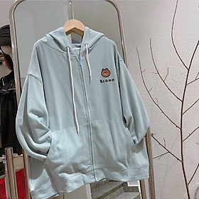 Áo Khoác Unisex Nỉ Bông Thêu Gấu Brown Nam nữ RẺ ĐẸP Áo Hoodie Kiểu Thun Tay Dài Rộng Chống Nắng Couple Jackets