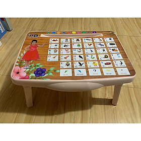 Bàn Học 2 Trong 1 Có Hộc Bàn Và Hình Ảnh Sinh Động Kèm Bảng Chữ Cái