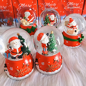 Quả Cầu Tuyết Phát Nhạc Ông Già Noel Và Người Tuyết - Siêu Dễ Thương - Tặng Pin - Size To 12cm