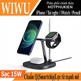 Hình ảnh Đế sạc không dây sạc nhanh 15W 4 in 1 hỗ trợ sạc dành cho tai nghe / iWatch / Pencil /  iPhone hiệu WIWU Power Air Wireless Charger M8 (liên kết từ tính mạnh mẽ, Chuẩn Qi, Smartchip) - hàng nhập khẩu