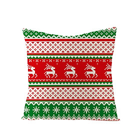 Christmas Series Knit Lines Linen Throw Pillow Cover for Home Sofa Decor Not Including Filling