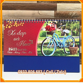 Lịch Để Bàn 2023 Họa Tiết Hoa Phong Cảnh khổ 21.5x16.5cm