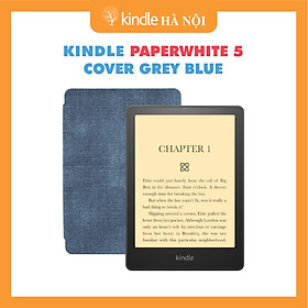 Combo máy đọc sách Kindle Paperwhite 5 11th gen tặng kèm bao da  Cover  - Hàng nhập khẩu - Blue Grey - 8gb