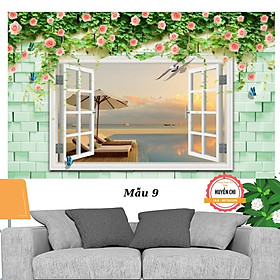 Mua Tranh dán tường 3d Cửa sổ nhìn ra ngoài phong cảnh thiên nhiên-tranh 3d dán tường phòng khách  phòng ngủ