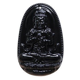 Mặt dây chuyền Như Lai Đại Nhật Obsidian tự nhiên - Phật Bản Mệnh cho người tuổi Mùi, Thân size lớn VietGemstones