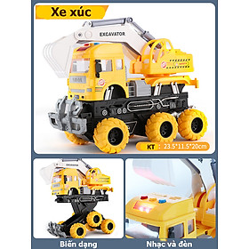 Đồ chơi trẻ em xe tải, xe xúc, xe trộn bê tông KAVY No. 8809 chạy đà có nhạc và đèn kích cỡ lớn bằng nhựa và hợp kim - Xe xúc