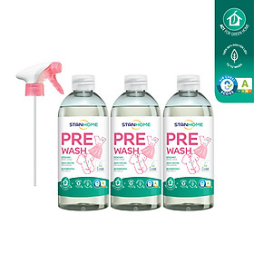 Set 3 chai 1 vòi Xịt xử lý vết bẩn trước khi giặt Stanhome Pre Wash Ecolabel 500ml/chai- mẫu mới