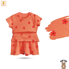 Đồ bộ bé gái, bé trai Babiboo bộ cộc tay thun gân co dãn, thấm hút tốt BB160