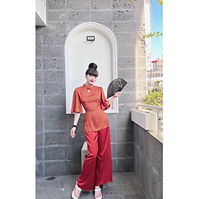 Set bộ đồ lam đi chùa, # quần áo phật tử, # đồ bộ đi chùa - free size 40kg>55kg