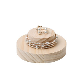 Round Unpainted Natural Wooden Bracelet Ring Jewelry Display Rack Organizer