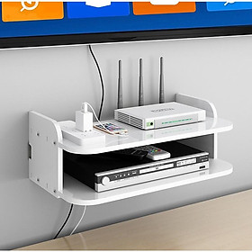 Mua KỆ wifi phòng khách 2 màu đen trắng kệ treo tường không cần khoan KX69 - gởi kèm đầy đủ phụ kiện treo