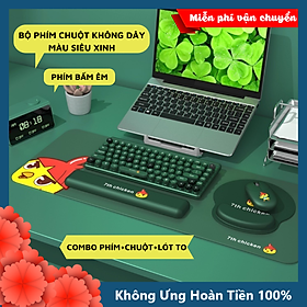 Mua Bộ Bàn Phím Chuột Không Dây Cao Cấp QW02 Màu Xanh Cao Cấp Cực Xinh  Phím Gõ Êm Tay  Tặng Kèm Lót In 3D Kê Cả Phím Chuột  Thích Hợp Cho Dân Văn Phòng-Hàng Chính Hãng