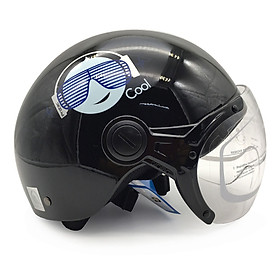 Mũ bảo hiểm 1/2 đầu có kính cao cấp Protec Hiway họa tiết đen đeo kính, mẫu mới, an toàn, thời trang - Hàng chính hãng