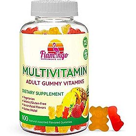 Multivitamin Gummies | Vegan Friendly, Kosher Halal NO Gluten or Gelatin, no GMO| for Men, Women & Kids| 3 Natural Flavors | Vitamins A, C, B3, B12, Biotin, Zinc & More| 100 Gummies