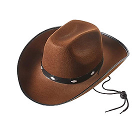 Western Felt Cowboy Hat with Drawstring Rope Jazz Top Hat for Dress up