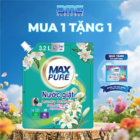Túi nước giặt Maxpure Hương Lily Hy Lạp 3,2L TẶNG Dây 10 Gói Nước Xả Hương Thư Thái