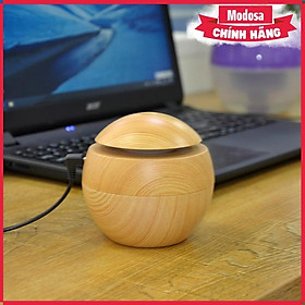 Mua Máy Xông Tinh Dầu Tạo Độ Ẩm Hình Tròn Vân Gỗ Có Đèn Led-Màu Vàng  - Hàng Chính Hãng