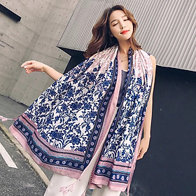 Khăn choàng boho đi biển hồng thổ cẩm  - Mã VS031