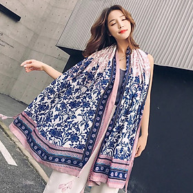 Khăn choàng boho đi biển họa tiết hồng thổ cẩm size 180*95cm