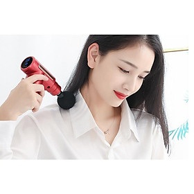 Máy massage cầm tay mini - Súng massage cầm tay đấm lưng mát xa trị liệu cổ vai gáy 4 đầu 6 chế độ, hàng tốt
