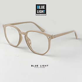 Gọng Kính Cận, Kính Giả Cận Chống UV Mắt Vuông Đơn Giản Lõi Thép Đen, Beige Hàn Quốc - BLUE LIGHT