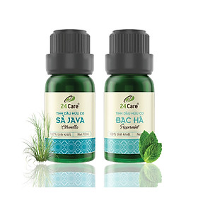 Combo 2 Tinh dầu Sả Java + Bạc Hà 24Care 10ml/Chai