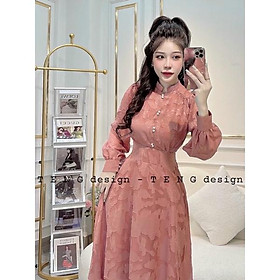 VÁY HOA RẬP DÁNG DÀI TIỂU THƯ - hàng thiết kế cao cấp