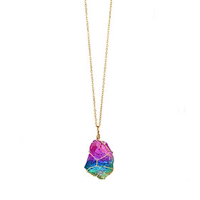 Natural Rainbow Stone Necklace magnetic Crystal Chakra Rock Chain Quartz Pendant Jewelry Yoga exercise for family party gift