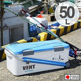 Thùng đá giữ nhiệt đa năng, tay kéo Sanka Vent Sereno 50L - Made in Japan