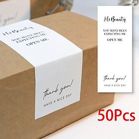 Box Seal Sticker, 50pcs, Rectangle Package Labels, Decorative Baking Sealing Decals for Small Business Gift Packaging Customer Mailer Box Retail Bag