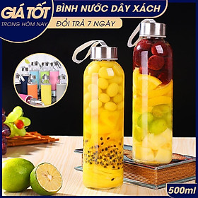 Bình đựng nước thủy tinh 500ml. bình đựng nước có quai