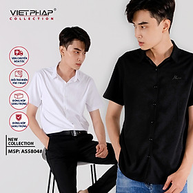 Áo sơ mi nam ngắn tay VIET PHAP AS5804 form regular, 2 màu đen trắng