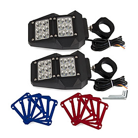 1.75" / 2" Side Rear View Mirrors Three-color Rear Frame Rearview Mirror With Led Light For Utv Atv