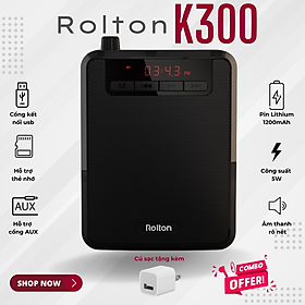 Mua Loa trợ giảng ROLTON K300 – Công suất 5-10W  Tần số 50Hz – 17KHz  Kết nối đa dạng USB Thẻ nhớ gắn ngoài AUX  Pin Lithium 1200mAh 8-10 tiếng sử dụng  Âm thanh chuyên nghiệp  Thiết kế nhỏ gọn  Micro đeo tai  Giảng dạy  Hướng dẫn viên - Hàng nhập khẩu