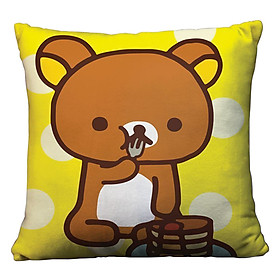 Gối vuông Rilakkuma ăn pancake - GVCT444