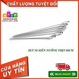 Hình ảnh SET 10 XIÊN NƯỚNG THỊT 60CM - DÀY 4MM BẰNG INOX KHÔNG GỈ, CHUYÊN DÙNG NƯỚNG THỊT, CÁ