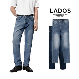 Quần Jeans nam trơn cao cấp form đứng LADOS-4084 co giãn, không ra màu, hàng chính hãng
