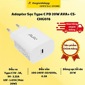 Mua Adapter Sạc Type C PD 20W AVA+ CS-CHG078 - Hàng Nhập Khẩu