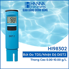 Máy Đo Tổng Chất Rắn Hòa Tan (TDS)/Nhiệt Độ 0.00 đến 10.00 g/L Bỏ Túi HANNA HI98302 (DisT2) đo trực tiếp trong nước, nông nghiệp, đo nước tưới tiêu, kiểm tra chất lượng nước - Tặng Kèm 4 Gói Dung Dịch để hiệu chuẩn lại máy
