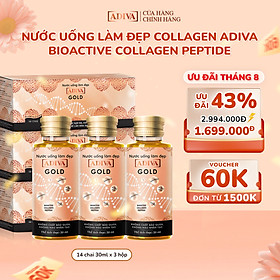 Combo 3 Hộp Gold Adiva Collagen (14 lọ/hộp)- Giúp Làn Da Căng Mịn, Giảm Nếp Nhăn Và Chống Lão Hóa