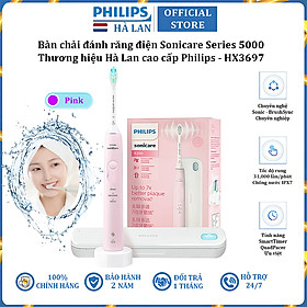 Bàn chải đánh răng điện rhương hiệu Hà Lan cao cấp Philips Sonicare Series 5200 HX3697 - 3 chế độ làm sạch - Hàng chính hãng