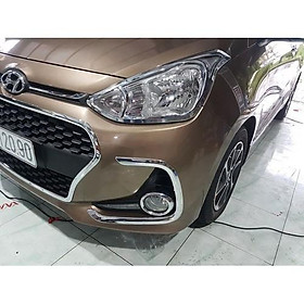 Ốp viền đèn Pha Hậu DÀNH CHO Xe i10 Hatback mạ Crom loại dày - trọn bộ