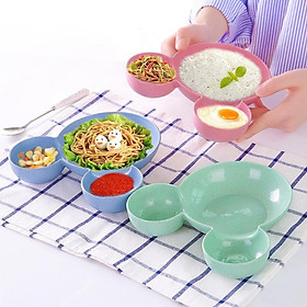 Bát Ăn Dặm Cho Bé Hình Chuột Mickey Đáng Yêu / Khay Nhựa Lúa Mạch Đựng Đồ Ăn An Toàn Sử Dụng