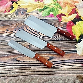 Bộ 3 dao chặt thái hoa quả thép trắng không rỉ Bảo hành 1 năm