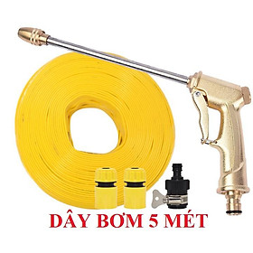 Bộ dây vòi xịt nước rửa xe, tưới cây , tăng áp 3 lần,loại 3m,5m 206701-3 đầu đồng,cút nối nhựa đen+ đai