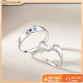 Nhẫn Bạc Đôi Lylysilver  Mèo Dễ Thương Heulwen