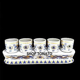 Mua CHUNG BỘ 5 LY THỜ CÚNG RỒNG XANH 094 CAO 8CM